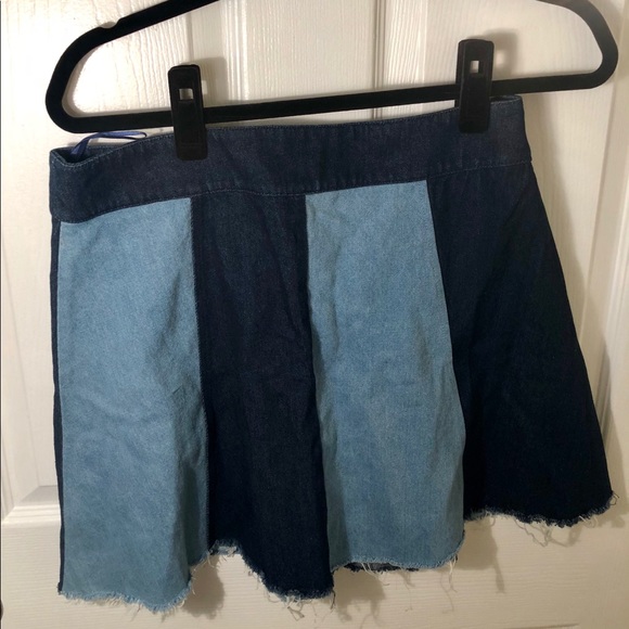 Denim skater skirt colorblock button up - Picture 2 of 2